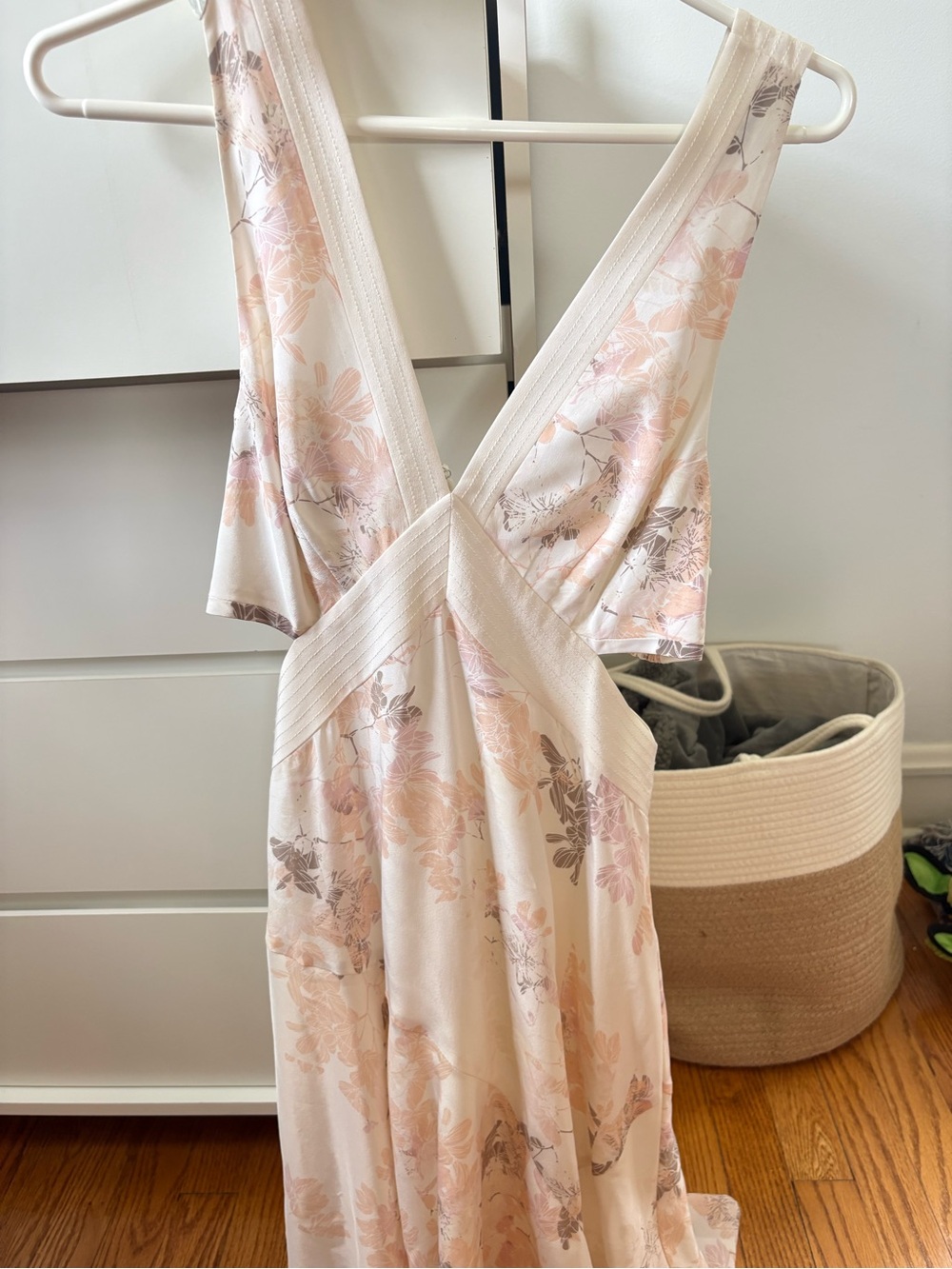 Club Monaco Floral Midi Dress in Blush Pink and Cream -no zipper